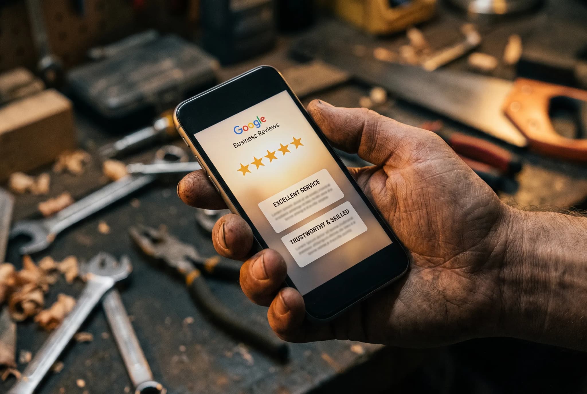 Google reviews open on a phone